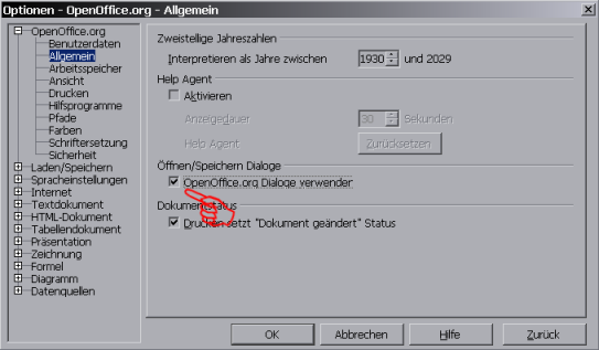 Optionen Dialog